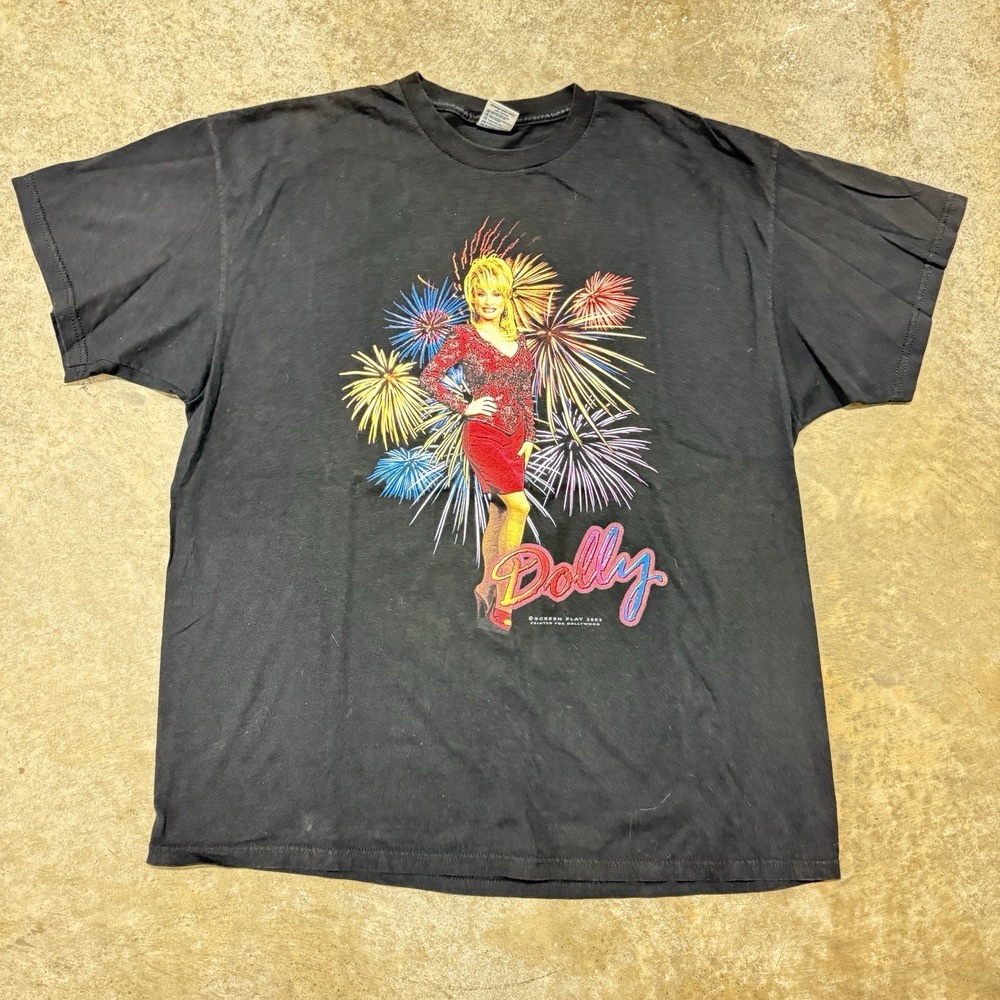 Vintage Dolly Parton Dollywood Shirt Mens 2XL Black Country Music T-Shirt Retro
